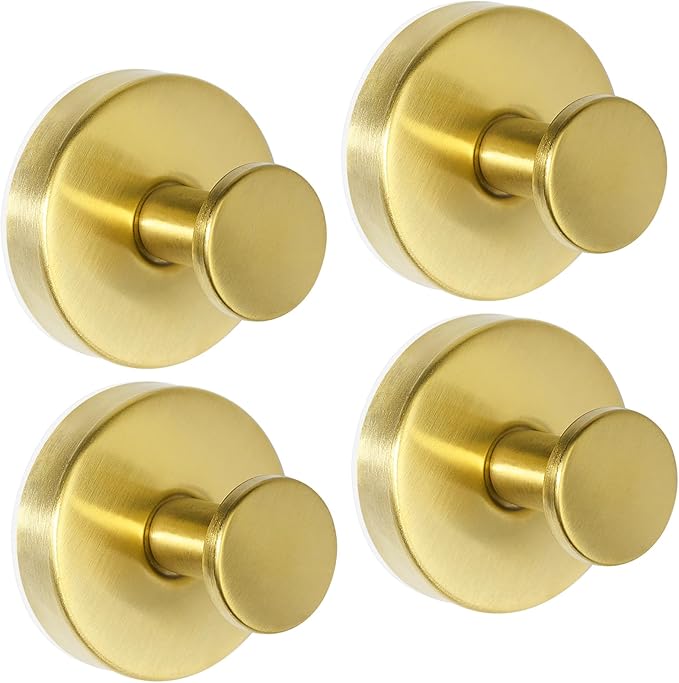 ZESLMG Suction Cup Hooks for Shower, Gold Wreath Hangers for Front Door Glass Window Bathroom Kitchen Wall, Removable Towel Holder Bath Robe Loofah Coat Hooks No Damage for Hanging, 4 Pack