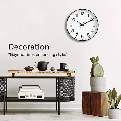 Roymnie Wall Clock, Silent Wall Clocks Battery Operated 8 Inch-Modern Non Ticking Analog Clock Decorative for Kitchen Office Bathroom Bedroom(Black)