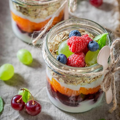 SHOWIN Overnight Oats Containers with Lids, Glass Jars with Lids 4 pcs, Wide Mouth Mason jars for Salad, Yogurt, Snacks, Meal Prep