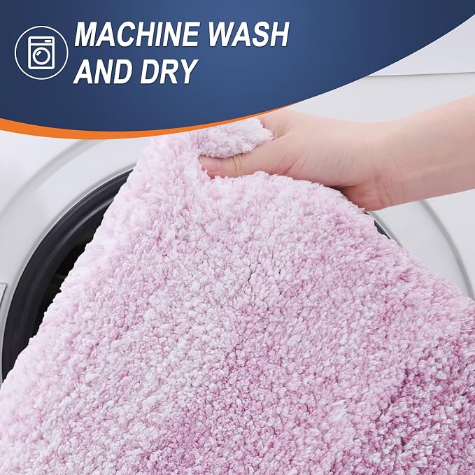 OLANLY Bathroom Runner Rugs Mat 47x24, Extra Soft Absorbent Microfiber Bath Rugs, Rubber Backing, Quick Dry, Long Bath Mats for Bathroom, Tub and Shower, Home Decor Accessories, Pinkish-Purple