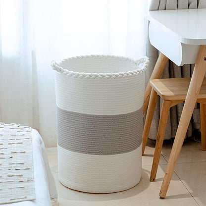 Homlikelan 72L Woven Laundry Basket,Tall Wicker Laundry Basket for Blankets,Clothes,Pillows,Toys,Shoes Large Cotton Laundry Hamper for Bedroom,Living Room,Bathroom