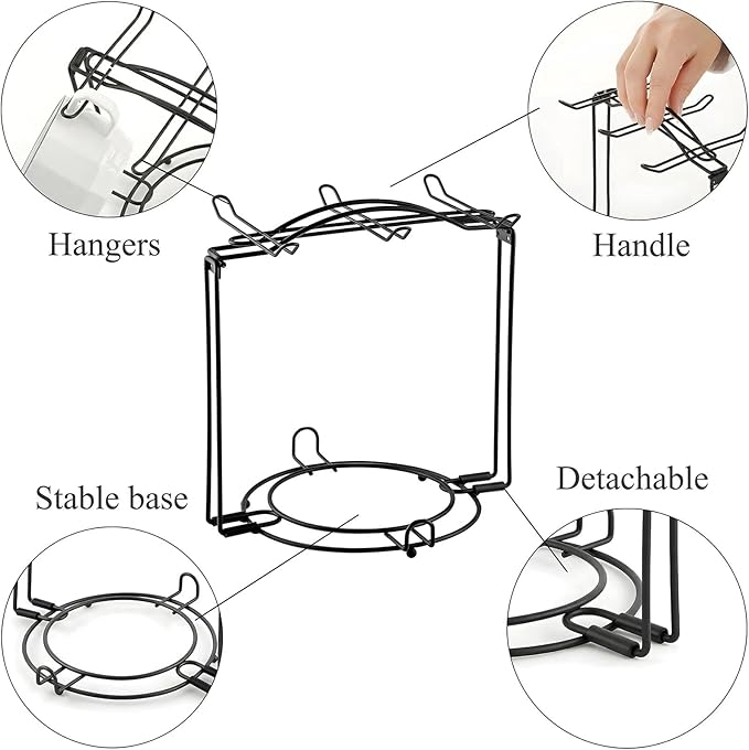 YOLIFE Tea Cup Holder for Countertop, Metal Cup and Saucer Display Stand, Foldable Tea Station Organizer, Espresso Coffee Cups Rack for Home or Bar Decor