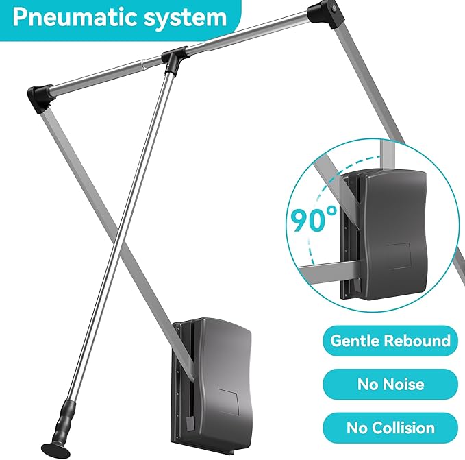 Pull Down Closet Rod 35"-48", Adjustable Side Mounted Closet for Kitchen Bedroom High Cabinets, Chrome, Two-Way Buffering Side, Heavy Duty Load Capacity