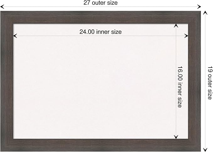 Amanti Art White Cork Board for Wall, 19x27 Vision Board with Brown Wood Frame, Medium Corkboard Office Decor for Home Organization, Rustic Farmhouse Corkboard Pinboard to display items for home