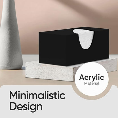 Rectangle Tissue Box Cover | Fits Top Side Opening Tissue Boxes | Black Tissue Box Holder for Bathroom | Premium Acrylic Tissue Cover