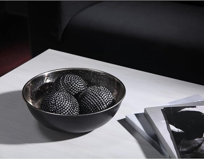 Hosley Metal Decorative Bowl Nickle & Black Finish, 10.25" Diameter – Perfect for Potpourri, LED Candles, Weddings, Centerpieces, Events & Home Décor