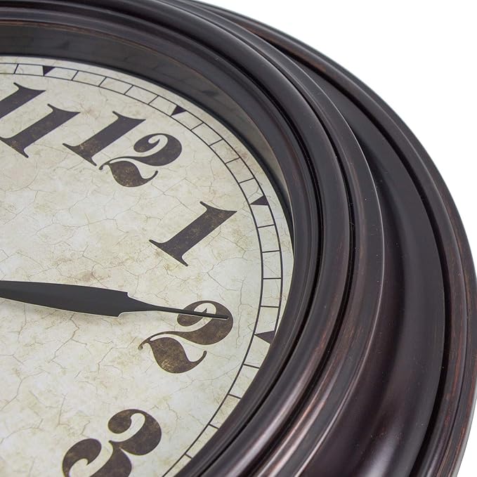 45MinST 20 Inches Retro Round Large Wall Clocks, Silent Non Ticking Battery Operated Movement Easy to Read Wall Clock with Arabic Numerals