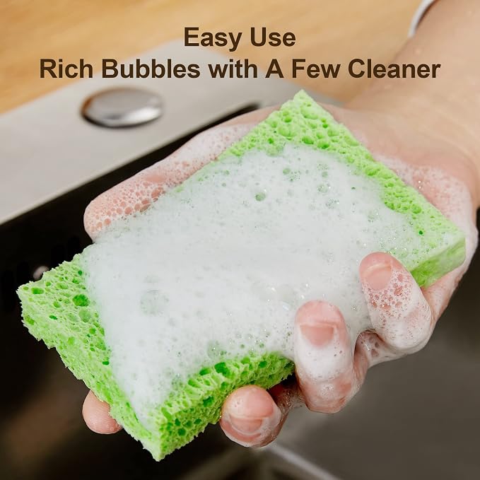 JOYMOOP Dish Sponge Scrubber, Cellulose Sponges Kitchen for Non-Scratch Washing Dishes, Household Cleaning Scrub Natural Sponge, Pack of 36 Colorful Sponges