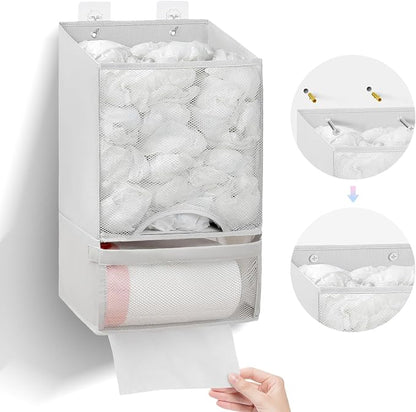 HOUSE AGAIN Plastic Bag Holder-Extra Large Bag Saver Dispenser Wall Mount Organizer Grocery Trash Roll Bag Holder Dispenser-Daily Storage Solution for Kitchen/Bathroom/Laundry/in-Home Recycling Bins