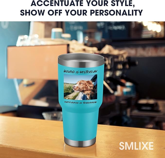 Personalized Coffee Tumbler Print in USA 30oz Stainless Steel Double Wall Insulated Coffee Cup With Text Photo Logo