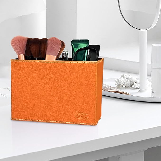 Pen Pencil Holder Cup Container PU Leather Desk Organizer Stand Decor Brush Scissor Decoration Office Home School