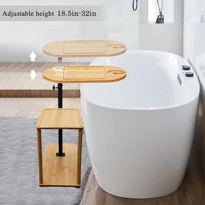 Bathtub Tray, 3 Layer Bathtub Tray Table with Adjustable Height, Enhanced Stability, Freestanding Premium Bamboo Bath Tub Tray for Spa,Bathtub, Bed, Sofa, Couch with Wine Glass Hold (3 Layer)…