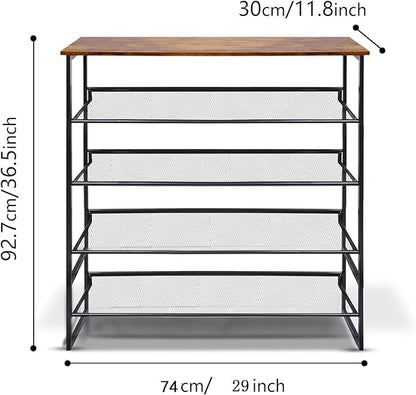 Garden 4 you 5-Tier Tilting Adjustable Freestanding Shoe Rack 12-Pairs for Durability and Stability for Entryways, Hallways, Closets, Dormitory Rooms, and Industries，Brown