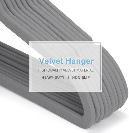 Kids Velvet Hangers 11 Inches Children's Clothes Hangers Non-Slip Baby Hangers Space-Saving Infant Closet Organizer | Durable & Lightweight (Grey,50pack) by MOERKADA