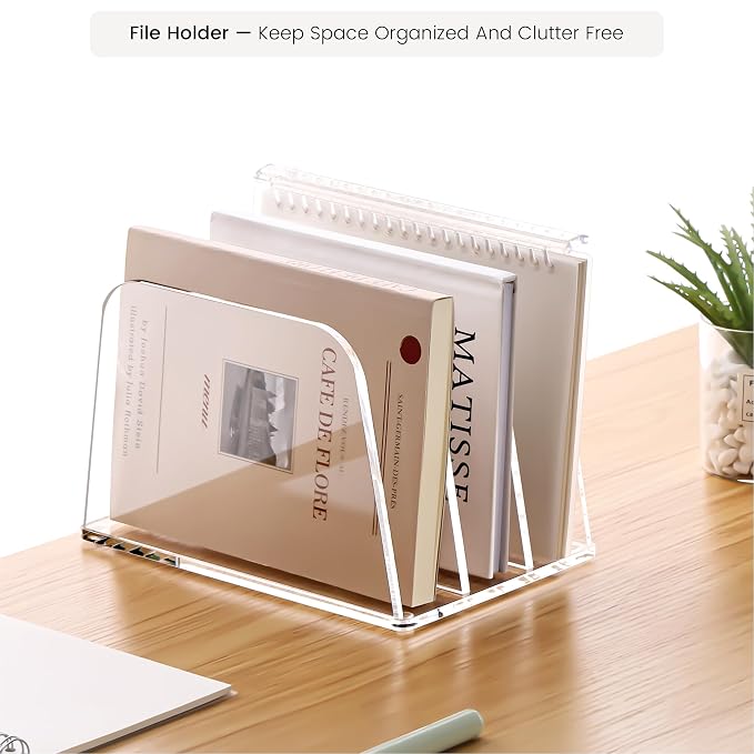 YUXUN Desk File Organizer,3-Section Vertical Clear Acrylic Desk Organizer File Holder Mail Sorter Office Organization for Office Home &Classroom（B5）