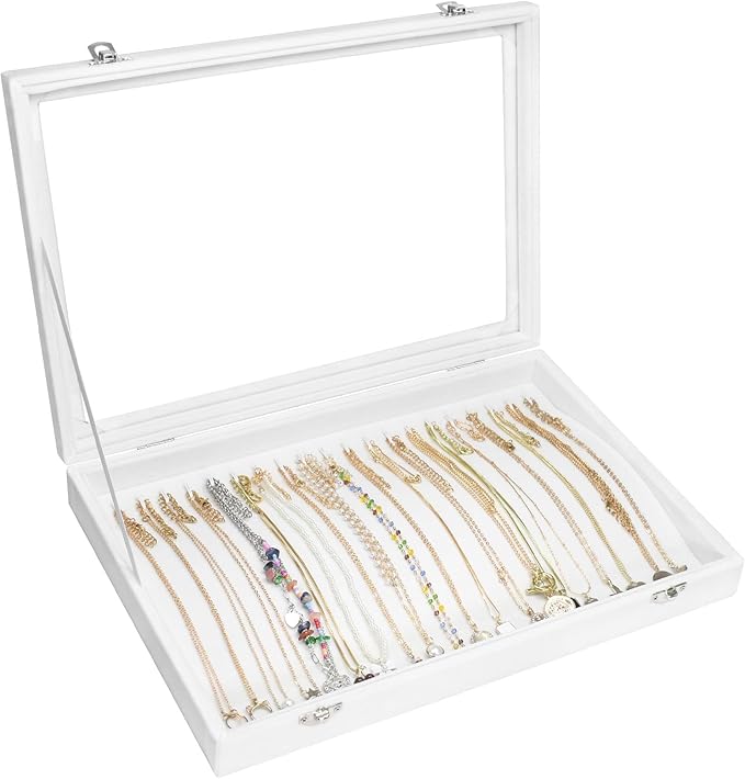 Vicoter Velvet Necklace Display Jewelry Tray 20 Hook Necklace Tray Necklace Pendant Jewelry Tray for Women and Girls