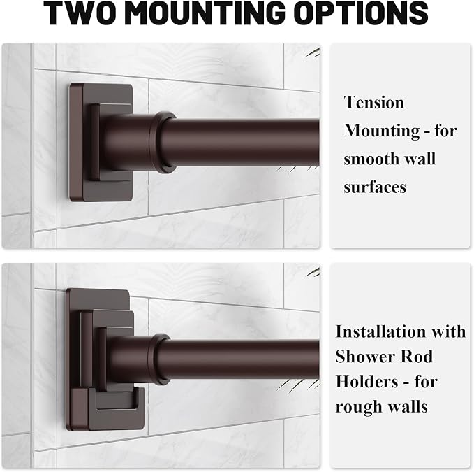 UIOSANRT Brown Shower Curtain Rod 31-68 inches, Stainless Steel Shower Rod & Tension Rod, Adjustable Tension Shower Curtain Rod for Bathroom, Windows, Closet