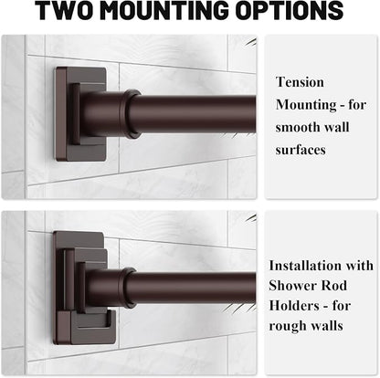 UIOSANRT Brown Shower Curtain Rod 31-55 inches, Stainless Steel Shower Rod & Tension Rod, Adjustable Tension Shower Rod for Bathroom, Windows, Closet