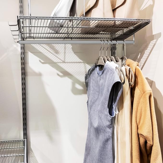 2 Pack Wire Shelving Garment Hanger Bar Wire Shelving Accessories Industrial Closet Clothes Rods for Home Retail Store(Silver,30 Inch)