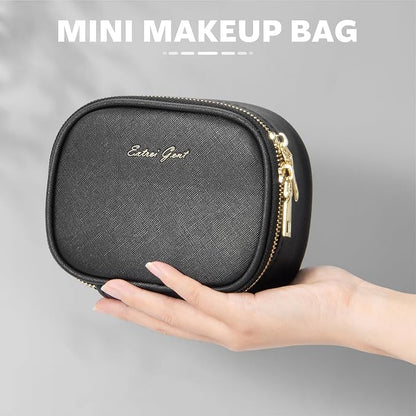Mini Makeup Bag with Led Mirror, Small Travel Make up Bag 3 Light Modes Adjustable Brightness, for Women Organizer Cosmetic Bag, Portable Travel Train Toiletry Bag, for Pool Parties Work Touch-Ups