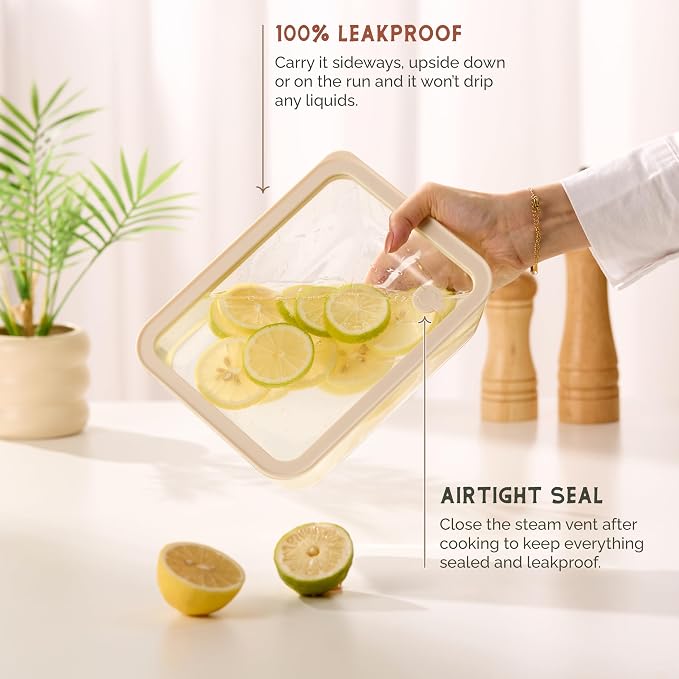 Vase and Vessel Non-Toxic Glass Storage Container Set, Borosilicate Glass, Tempered Glass Lids, Baking Pan, Airtight, Vented, Microwave, Oven & Dishwasher Safe, (Rectangular, Set of 3)