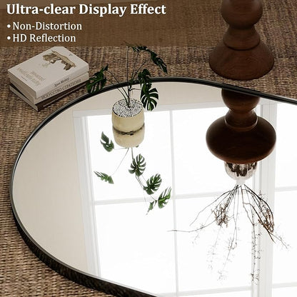GLSLAND 72"x44" Arched Full Length Mirror – Oversized Full Body Floor Mirror with Aluminum Alloy Frame, Stand & Wall-Mounted Option for Bedroom & Living Room, Black