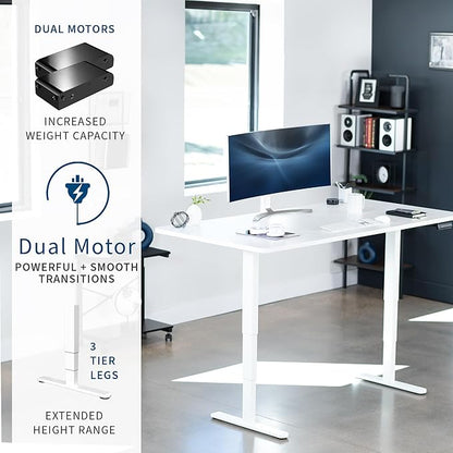 VIVO Electric 71 x 36 in Dual Motor Sit Stand Desk, Memory Height Adjustment, 2B Series, White Top White Frame, DESK-KIT-2W7W-36