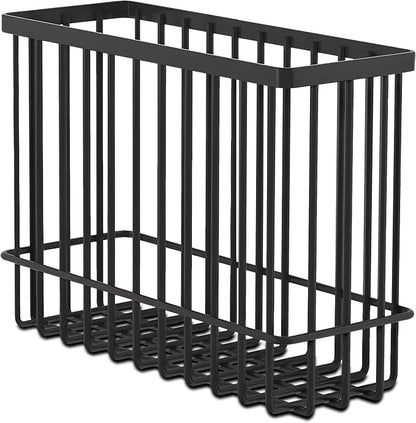 2 Pack Cabinet Door Organizer, Foil and Plastic Wrap Organizer, Wall Mounted Kitchen Organizers and Storage Wire Basket, Pantry Door Storage Kitchen Wrap, Black