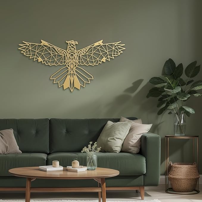 SIGNLEADER Metal Wall Art Decor Eagle Strikes the Sky Modern Abstract Wall Sculpture Hangings Home Decoration for Living Room, Bedroom, Bathroom, Kitchen, Outdoor - 18" Gold