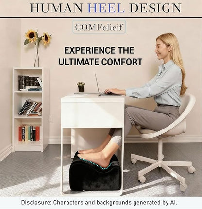 Foot Rest for Under Desk at Work,At Work Soft Ergonomic Footrest,Support Foot Pillow,Heel Chair,Leg Elevation Pillow,(Black)