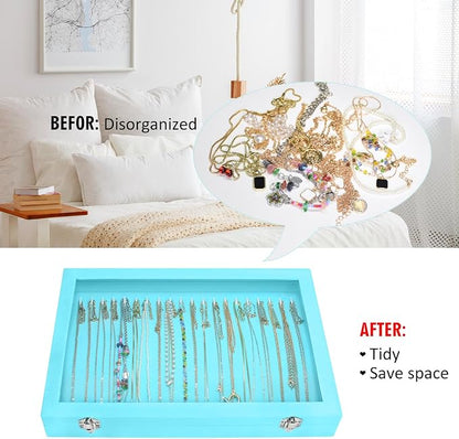 Vicoter Velvet Necklace Display Jewelry Tray 20 Hook Necklace Tray Necklace Pendant Jewelry Tray for Women and Girls