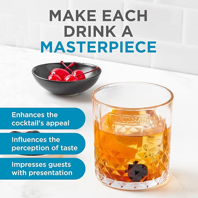 Bartesian Diamond Etched Lowball Glasses - 10.5 Oz Short Low Ball Glass Set for Cocktails & Mocktails - Classy Home Bar Glassware for Bourbon, Whiskey Sour, Old Fashioned, Mint Julep - Set of 2