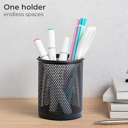 M&G Black Mesh Pen Holder, Metal Pencil Cup Holder Wire Mesh Pencil Holder for Desk Office School Organizer