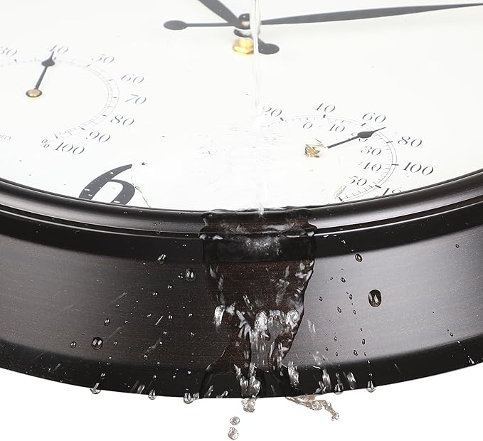 CLXEAST Outdoor Clocks for Patio Large Waterproof with Thermometer,18 inch Outdoor Wall Clock with Temperature and Humidity Combo,Weatherproof,Oil Rubbed Bronze