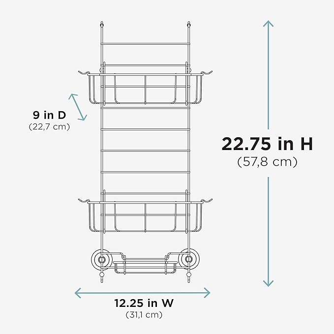 Zenna Home Shower Caddy Hanging Over the Shower Door Organizer, Stainless Steel Rack with 2 Shelves and Built in Hooks, Bathroom Organizer Shelf for Inside Shower, Stainless Steel