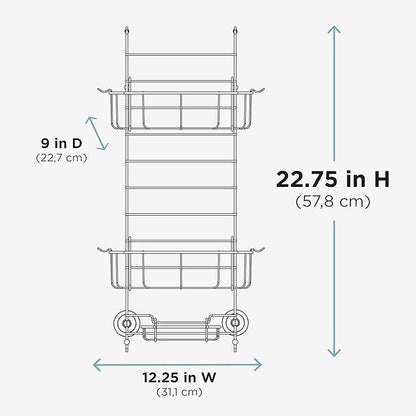 Zenna Home Shower Caddy Hanging Over the Shower Door Organizer, Stainless Steel Rack with 2 Shelves and Built in Hooks, Bathroom Organizer Shelf for Inside Shower, Heritage Bronze