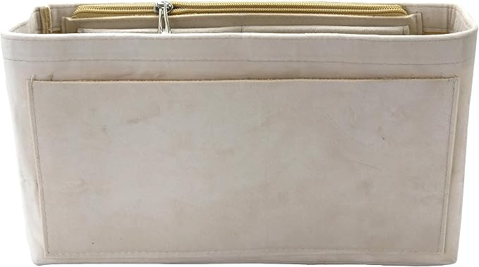 Purse Organizer Insert, Suede Bag Organizer Handbag Tote Shaper, Suede Material, Soft and Non Damaging Bag (Beige, Large)