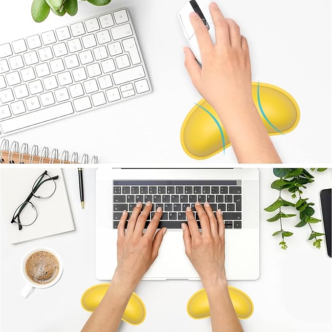Dapesuom Mouse Wrist Rest, Ergonomic Memory Foam Mouse Wrist for Computer Desk Mats Support, PU Leather Hand Rest Pad Cushion for Gaming, Laptop, Men, Women, Pain Relief & Easy Typing, Apricot Yellow