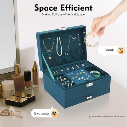 Jewelry Organizer Box with Lock,3-Layer Jewellery Storage Display Holder Case Flannel Travel Jewelry Storage Case Jewelry Display Drawer Case for Earrings Bracelets Rings Necklaces