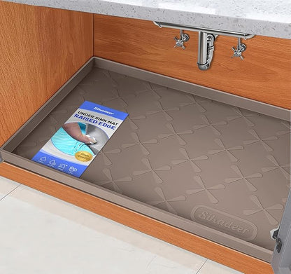 SIKADEER Silicone Under Sink Mats for Kitchen Waterproof 34" x 22", Thick Raised Edge Cabinet Protector Shelf Liner, Bathroom Organizers and Storage Boot Tray Pet Mat