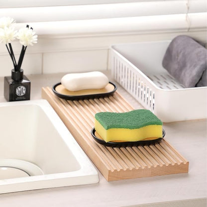 Soap Dish for Shower, Set of 2 Bamboo Soap Saver for Bathroom, Self Draining Bar Soap Holder for Bathroom,Soap Stand Soaps for Homemade Soaps Saver