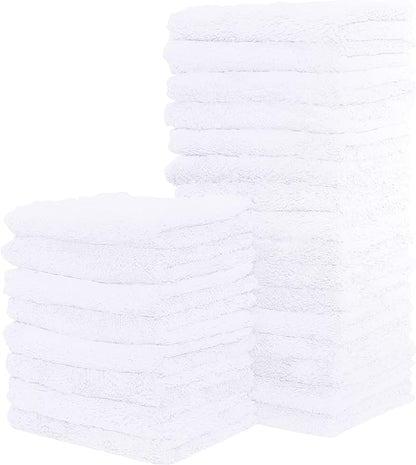 Sunny zzzZZ 24 Pack Kitchen Dishcloths - Does Not Shed Fluff - Reusable Dish Towels, Dish Cloths, Super Absorbent Coral Fleece Cleaning Cloths, Nonstick Oil Washable Fast Drying, 7 x 9 Inch (White)