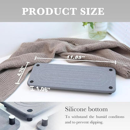RIOMZY Instant Dry Sink Caddy Kitchen Sink Organizer, Water Absorbing Stone Sponge Holder for Kitchen and Bathroom Countertop (with Black Stainless Steel Legs, Gray)