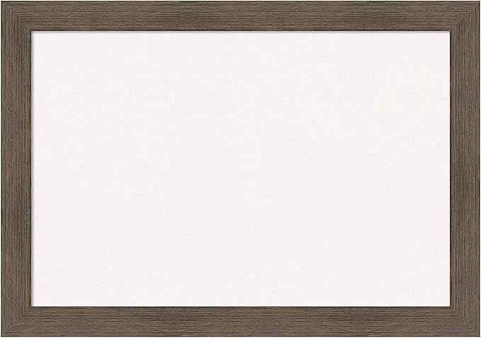 Amanti Art White Cork Board for Wall, 19x27 Vision Board with Brown Wood Frame, Medium Corkboard Office Decor for Home Organization, Rustic Farmhouse Corkboard Pinboard to display items for home
