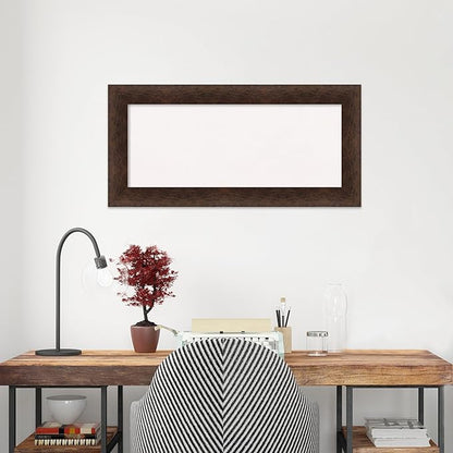 Amanti Art White Cork Board for Wall, 17x35 Vision Board with Brown Wood Frame, Medium Corkboard Office Decor for Home Organization, Casual Corkboard Pinboard to Display Items for Home Organization