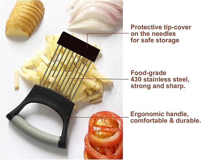 Onion Holder for Slicing Onion Slice Holder Kitchen Chopper Assistant Tool,Vegetable Cutter with Protective Cover for Tomato,Lemon,Potato,Egg,Food Slice Assistant,Gifts for Mom Grandma Women