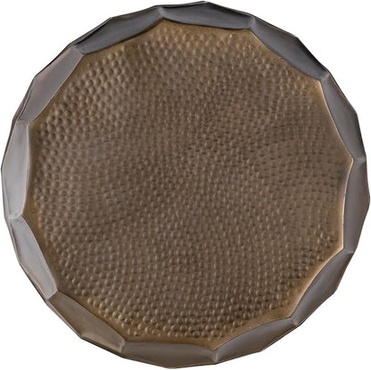 ET101 Modern Contemporary Aluminum Material 21" Height End Table, Side Table with Glossy Diamond-Patterned Base Antique Gold