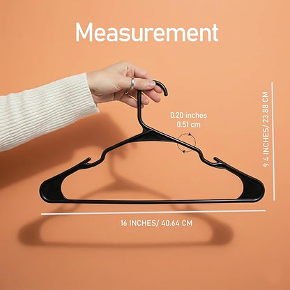 Utopia Home - Plastic Hangers 30 Pack - Space Saving Clothes Hanger - Durable and Strong Closet Organizers and Storage Makes It Ideal Stocking Stuffers or Apartment or Dorm Room Essentials (Black)