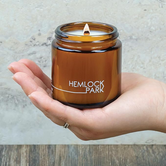 Hemlock Park Crackling Wood Wick Candle Handcrafted with Natural Coconut Wax (Small 4 oz, Ginger)