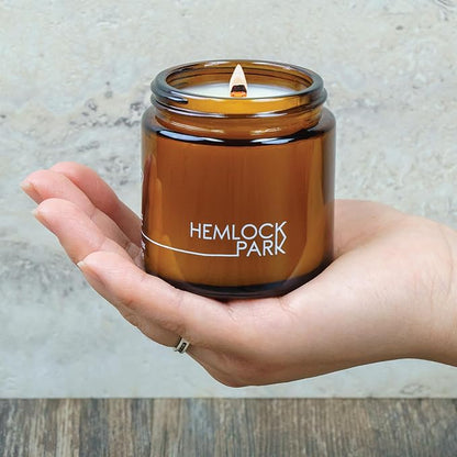 Hemlock Park Crackling Wood Wick Candle Handcrafted with Natural Coconut Wax (Small 4 oz, Palo Santo Mountain Sage)